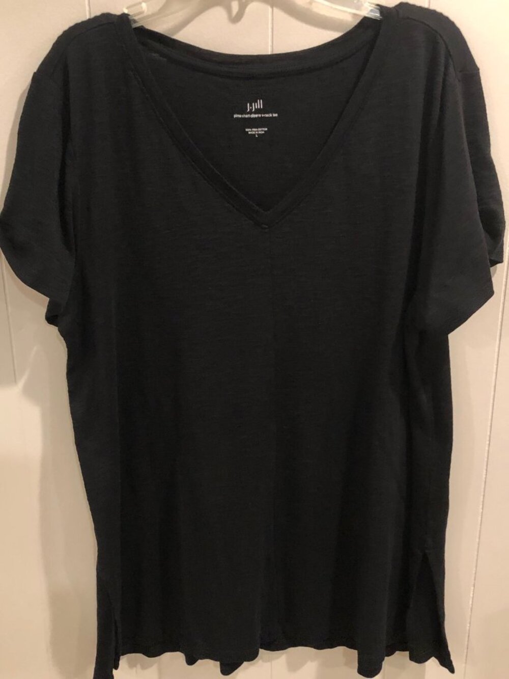 J. Jill Black V-Neck T-shirt, Size L